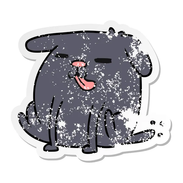 Distressed Sticker Cartoon Illustration Kawaii Cute Dog — Stock Vector