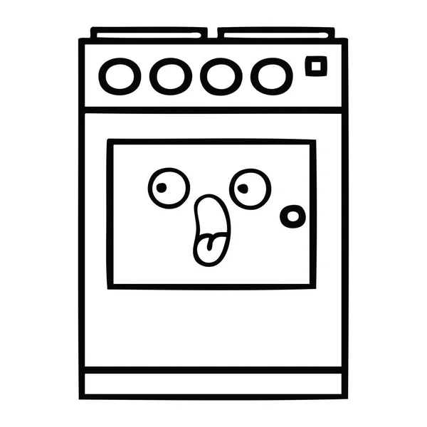 Lijntekening Cartoon Van Een Keuken Oven — Stockvector