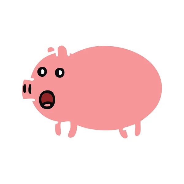 Cor plana retro cartoon porco — Vetor de Stock