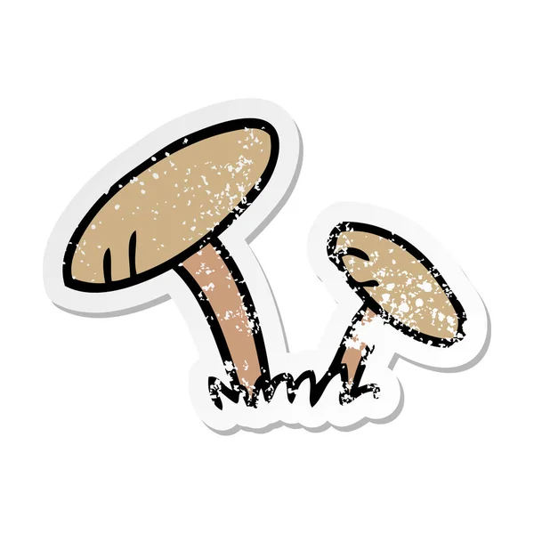 Bekümmert Sticker Cartoon-Doodle von einigen Pilzen — Stockvektor