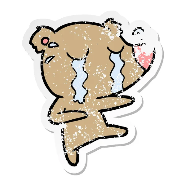 Etiqueta Angustiada Urso Chorando Desenhos Animados —  Vetores de Stock