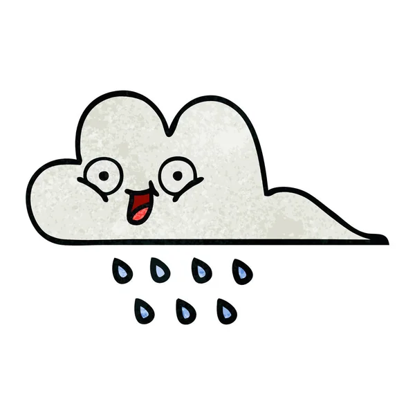 Ретро гранж текстура мультяшного дождевого облака — стоковый вектор