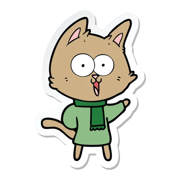 Pegatina de un divertido gato de dibujos animados — Archivo Imágenes Vectoriales