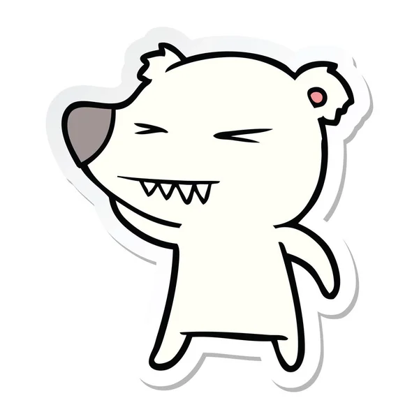 Sticker van een boze ijsbeer cartoon — Stockvector