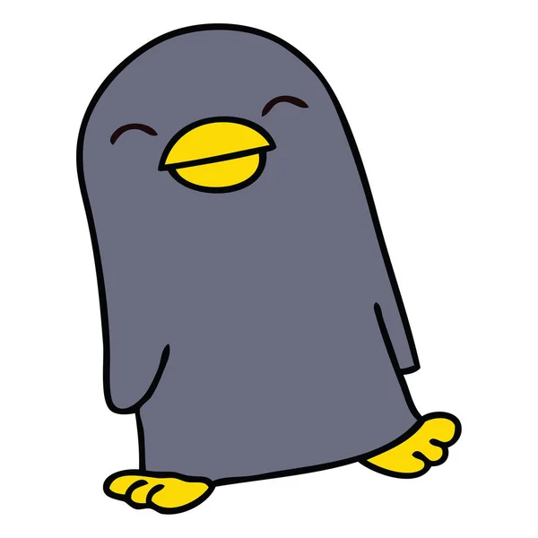 Peculiar mano dibujado pingüino de dibujos animados — Archivo Imágenes Vectoriales