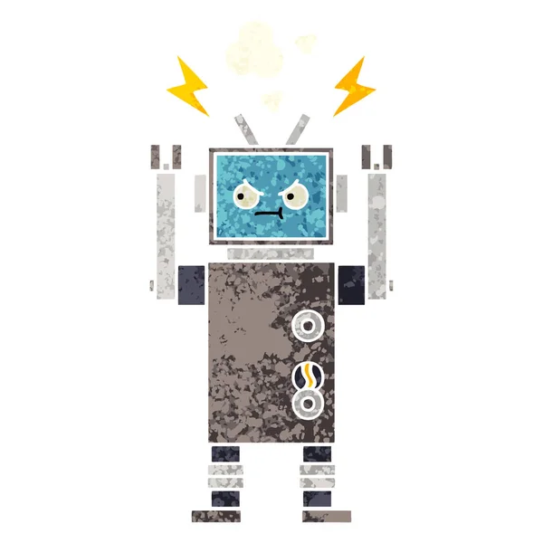 Retro illustration style cartoon robot — Stock Vector