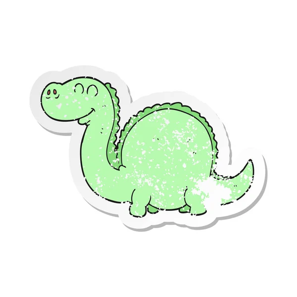 Etiqueta Angustiada Retro Dinossauro Dos Desenhos Animados — Vetor de Stock