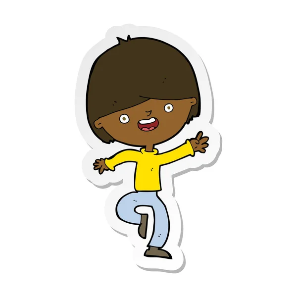 Sticker van een cartoon gelukkige jongen dansen — Stockvector