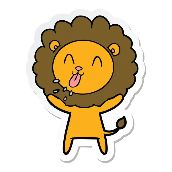 Pegatina de un león de dibujos animados feliz — Vector de stock