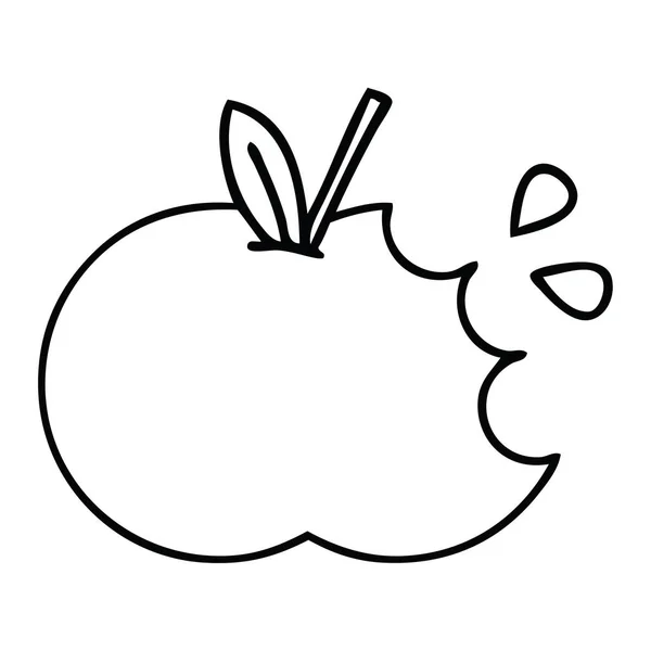 Γραμμικό Σχέδιο Καρτούν Ένα Ζουμερό Μήλου — Διανυσματικό Αρχείο