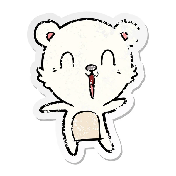 Etiqueta Angustiado Urso Polar Desenhos Animados Feliz — Vetor de Stock