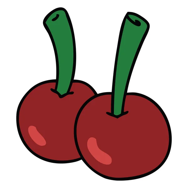 Quirky hand drawn cartoon cherries — Stock Vector