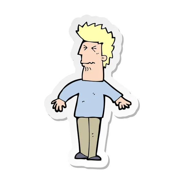Sticker van een cartoon benadrukt man — Stockvector