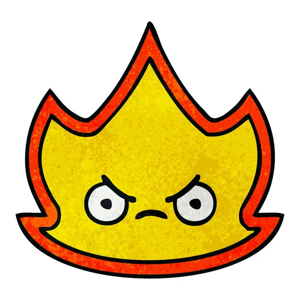 Retro Grunge Texture Cartoon Fire Flame — Stock Vector
