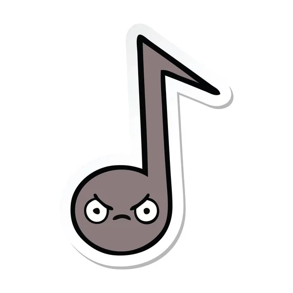 Pegatina de una nota musical de dibujos animados lindo — Vector de stock