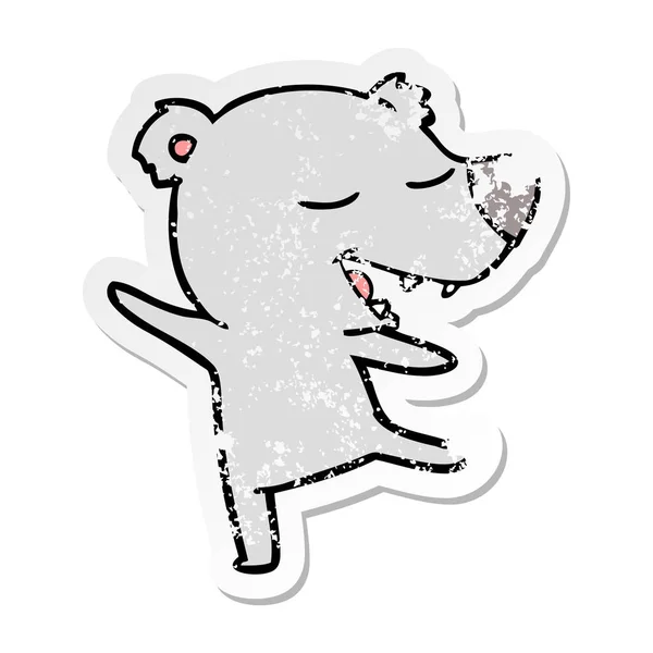 Adesivo Angosciato Orso Cartone Animato — Vettoriale Stock