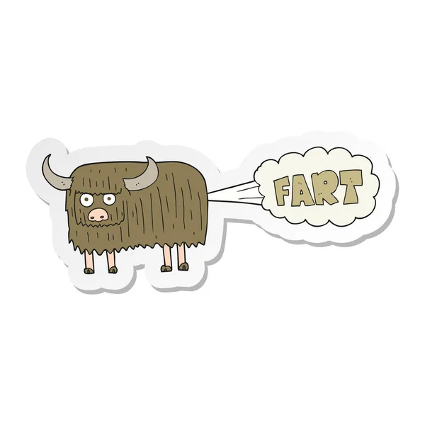 Etiket osurmak bir karikatür kıllı inek — Stok Vektör