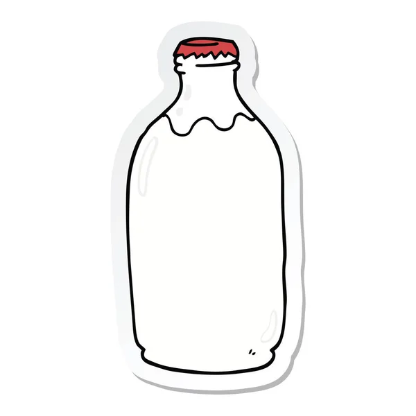 Autocollant d'une bouteille de lait de dessin animé — Image vectorielle