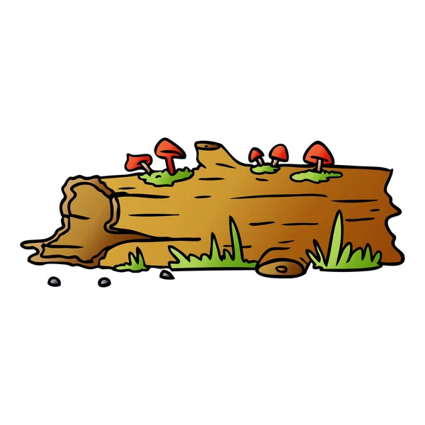 Hand Drawn Gradient Cartoon Doodle Tree Log — Stock Vector