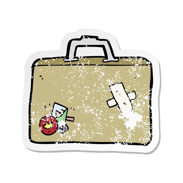 Retro distressed sticker of a cartoon luggage — Stock Vector