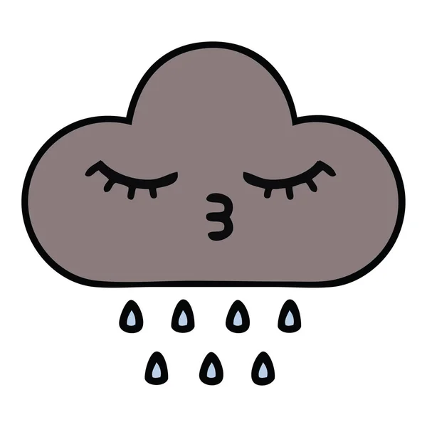 かわいい漫画の嵐雨の雲 — ストックベクタ