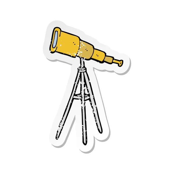 Bir çizgi film teleskop Retro sıkıntılı etiket — Stok Vektör