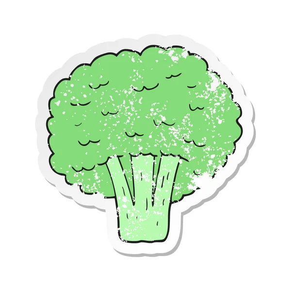 Adesivo retrò angosciato di un cartone animato broccoli — Vettoriale Stock