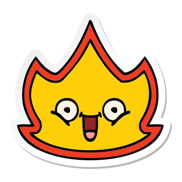 Sticker of a cute cartoon happy fire — Stock Vector