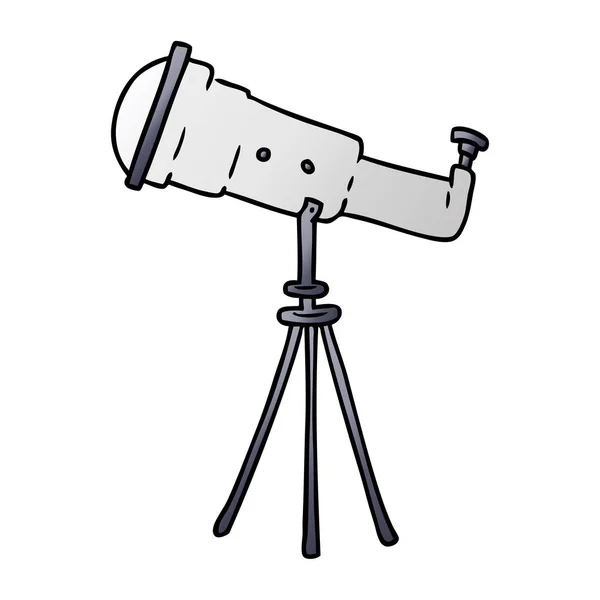 Hand Drawn Gradient Cartoon Doodle Large Telescope — Stock Vector