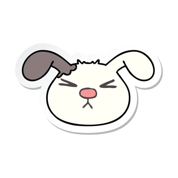 Sticker Quirky Hand Drawn Cartoon Dog Face — Stock Vector