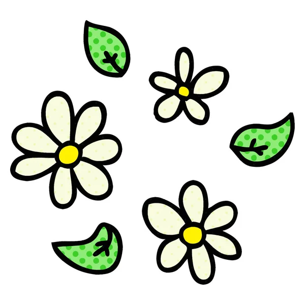 Estilo Banda Desenhada Peculiar Flores Dos Desenhos Animados —  Vetores de Stock