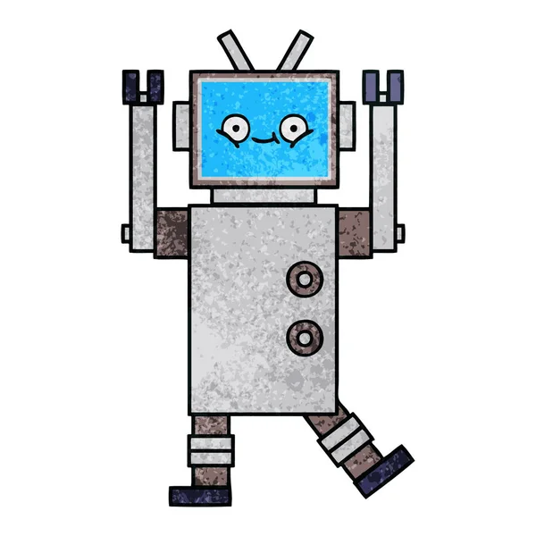 Retro grunge textury kreslený robot — Stockový vektor