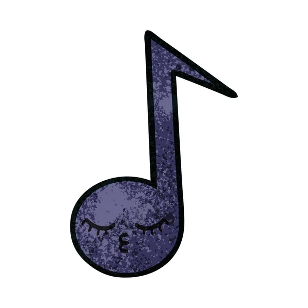 Retro Grunge Textur Karikatur Einer Musikalischen Note — Stockvektor