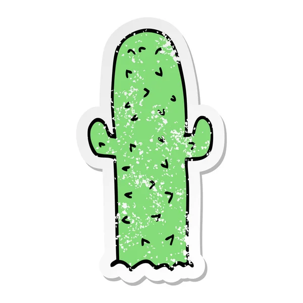 Autocollant en détresse d'un cactus de dessin animé — Image vectorielle