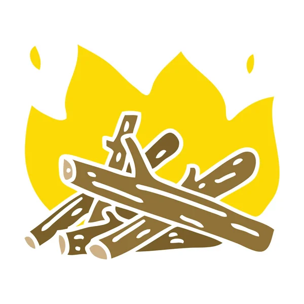 Hand Drawn Quirky Cartoon Campfire — Stock Vector