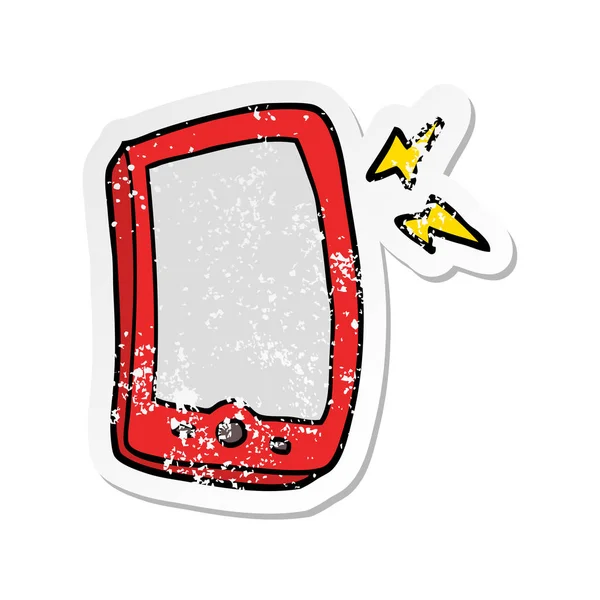 Zoufalý nálepka kreslený mobilního telefonu — Stockový vektor