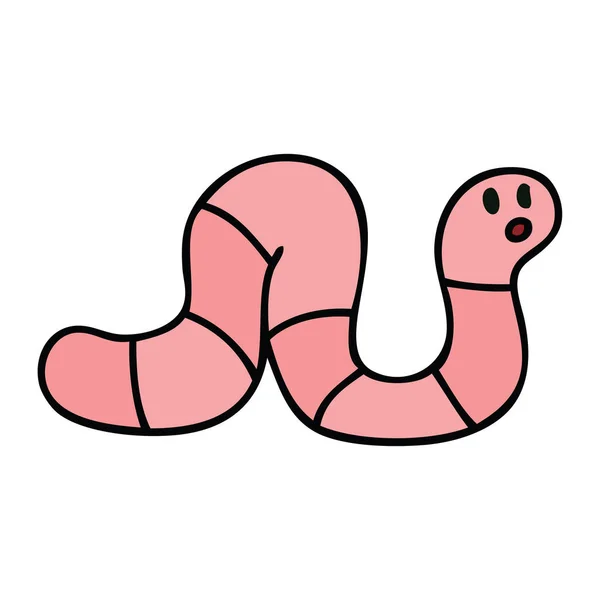 Eccentrico mano disegnato verme cartone animato — Vettoriale Stock