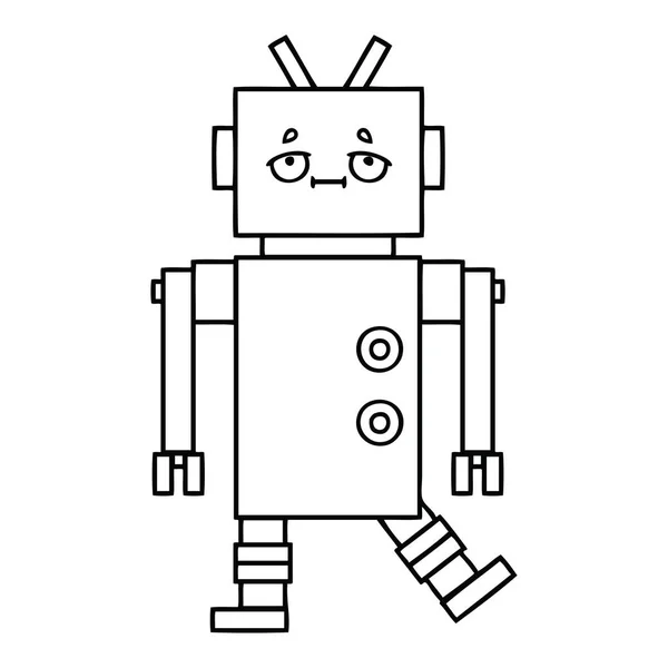 Línea dibujo dibujos animados robot — Archivo Imágenes Vectoriales