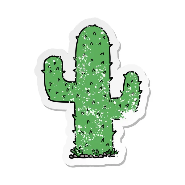 Distressed sticker of a cartoon cactus — Stock Vector