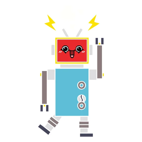 Plat Couleur Rétro Dessin Animé Robot — Image vectorielle