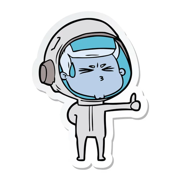 Sticker Cartoon Stressed Astronaut — Stock Vector