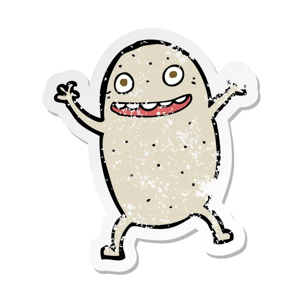 Retro distressed sticker of a cartoon happy potato — Stock Vector