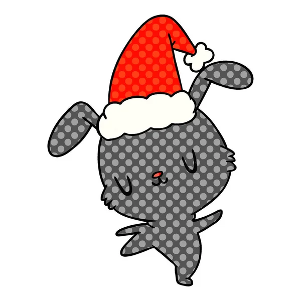 Noel Karikatür Kawaii Tavşan Çekilmiş — Stok Vektör