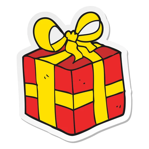 Sticker van een cartoon kerstcadeau — Stockvector