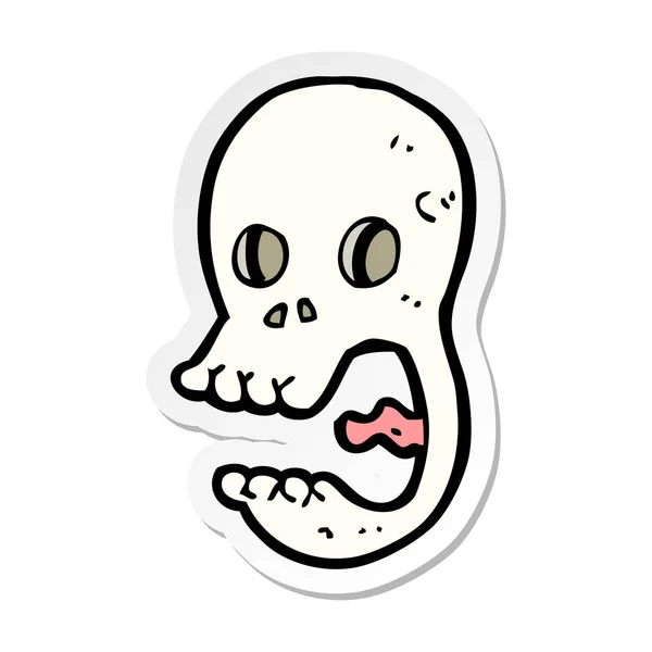 Sticker of a funny cartoon skull — Stock Vector