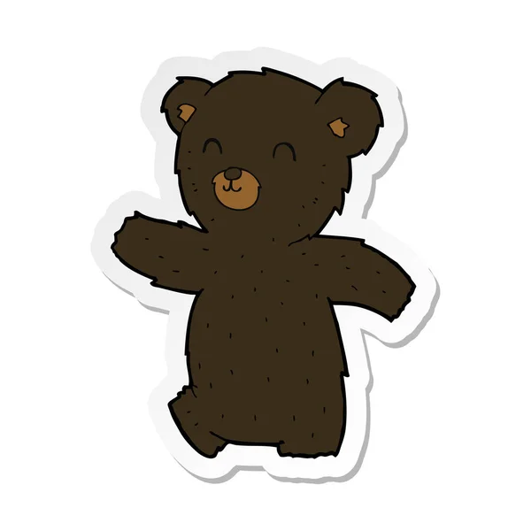 Etiqueta de um urso preto bonito desenhos animados — Vetor de Stock