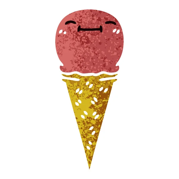 Quirky retro illustration style cartoon happy ice cream — Stock Vector