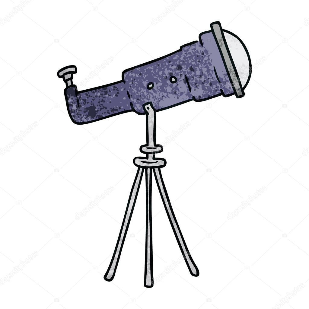 textured cartoon doodle of a large telescope