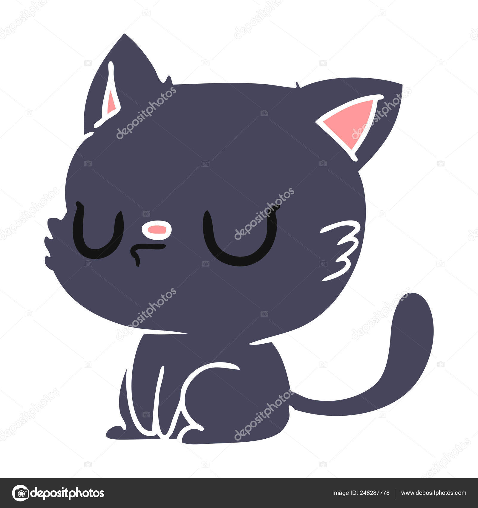 Desenho animado bonito kawaii gato fofo imagem vetorial de lineartestpilot©  248349958