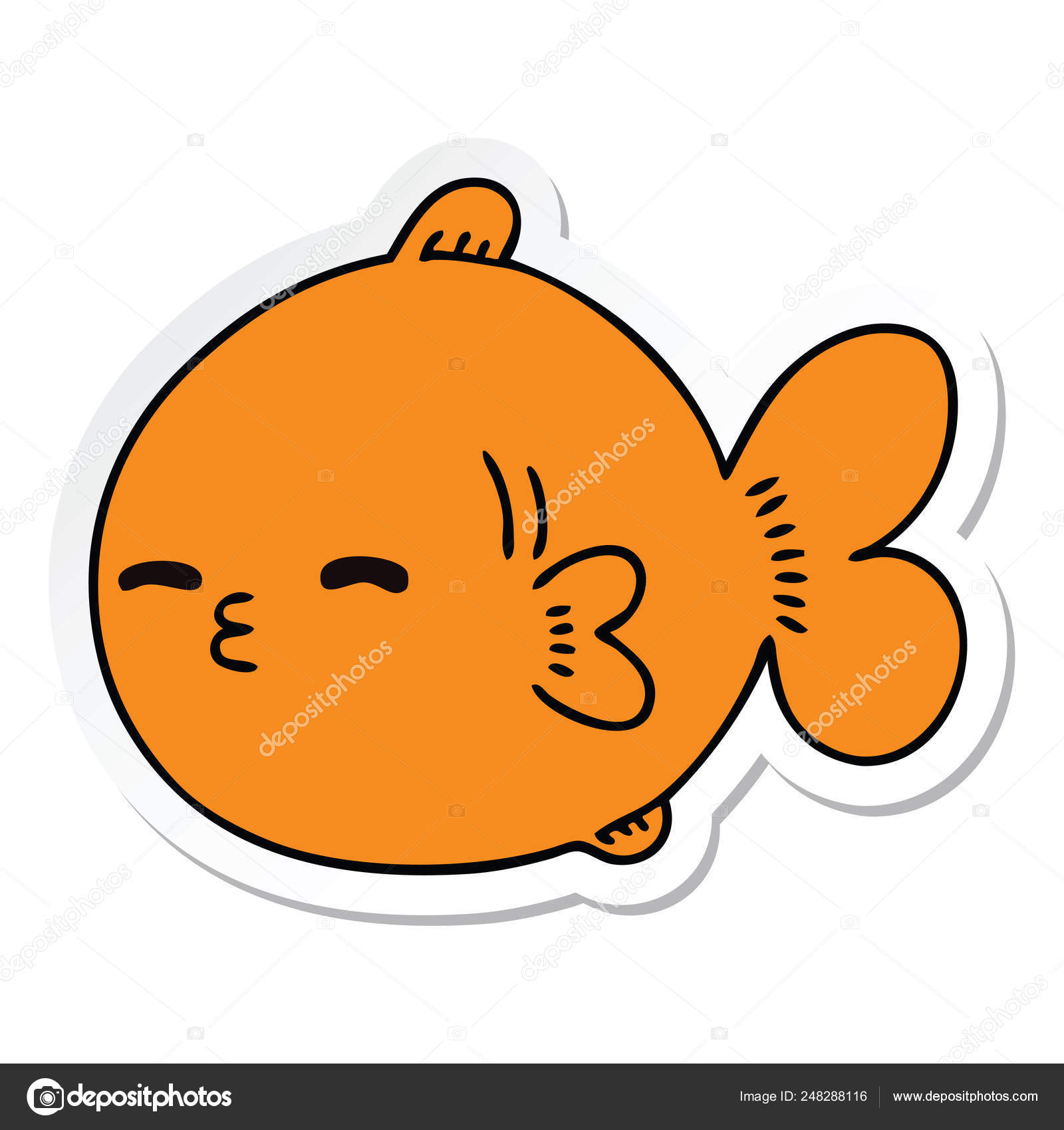 Etiqueta Peixe Desenho Animado Desenhado Mao Peculiar Vetores De Stock C Lineartestpilot 248288116